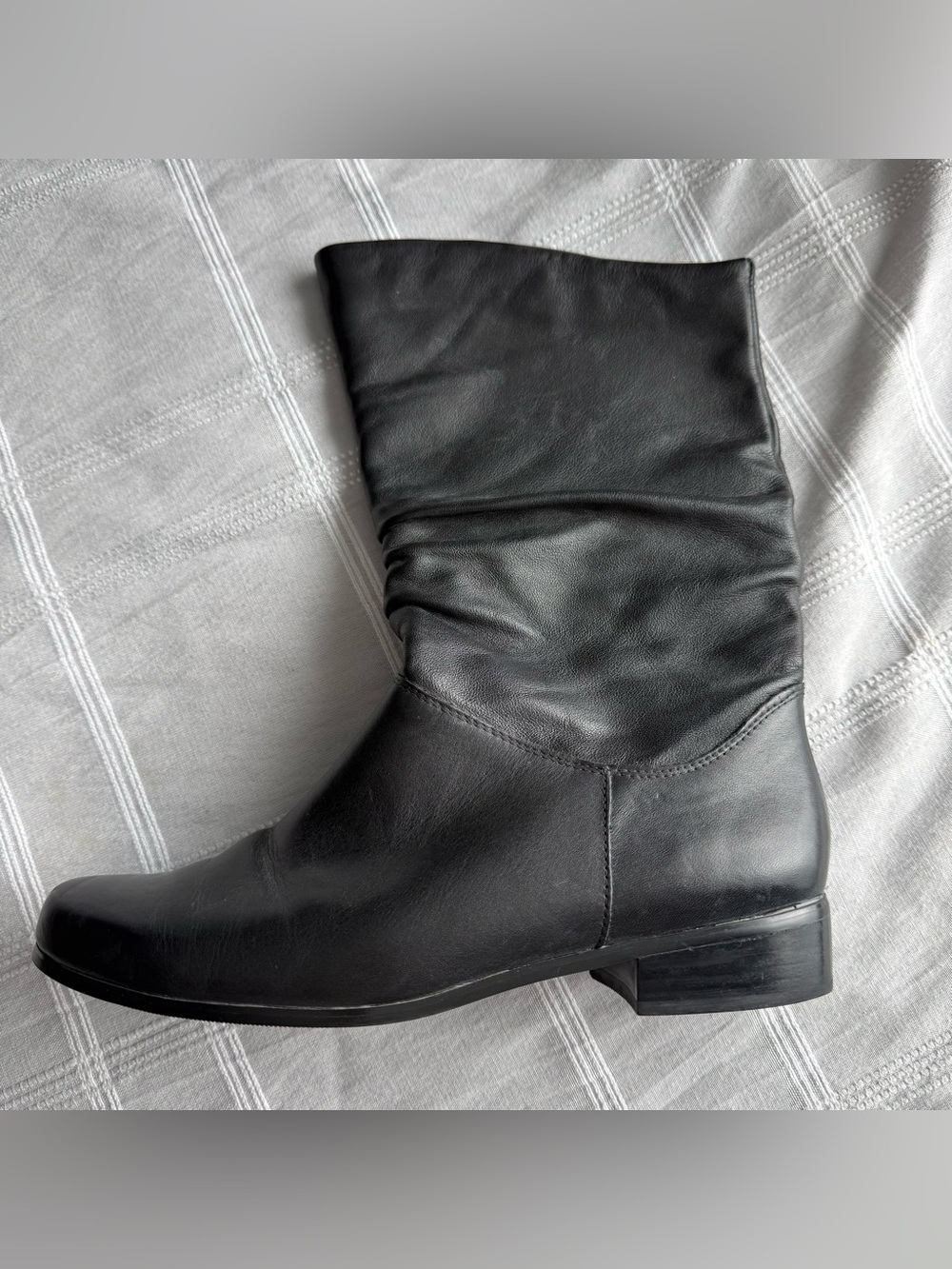 Classic Black Leather Slouch Boots - Women's - Picture 3 of 8